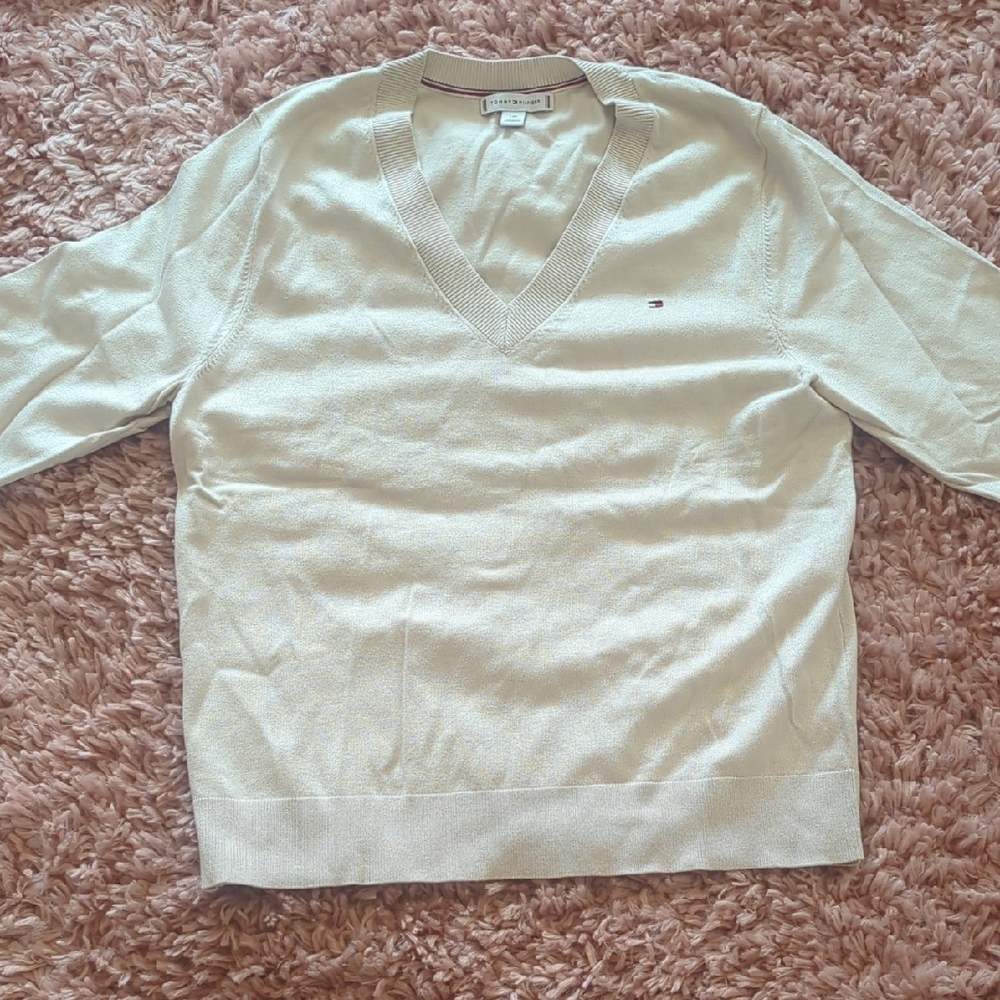 Tommy Hilfiger Cream V-Neck Sweater